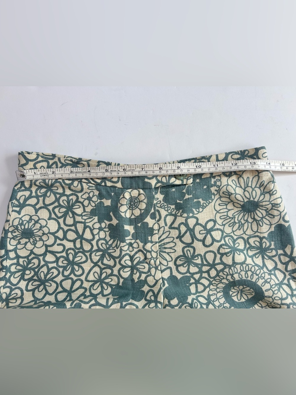 Moschino CheapandChic Cream Pants with Teal Floral Print - wide leg cuffed - Picture 7 of 8